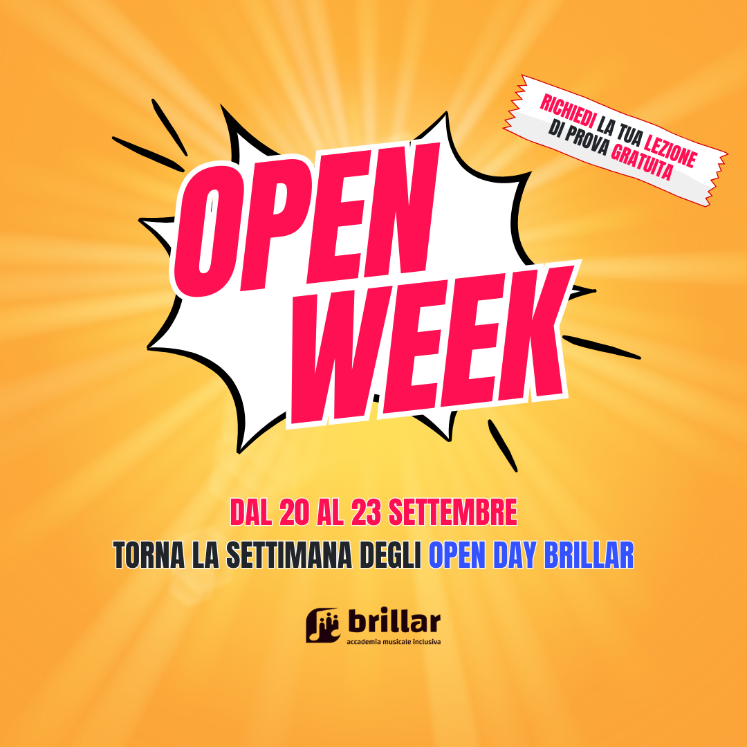 Open Week Brillar, una settimana dedicata agli open day dei nostri corsi musicali